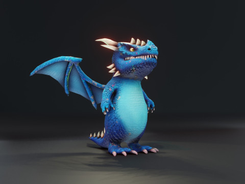 Cartoon Blue Dragon Animated 3Dモデル