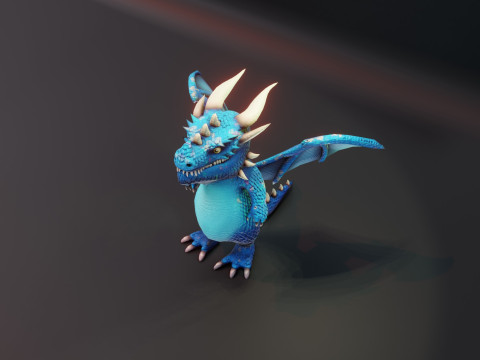 Cartoon Blue Dragon Animated 3Dモデル