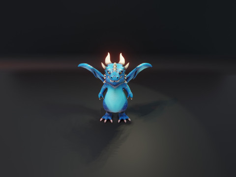 Cartoon Blue Dragon Animated 3Dモデル