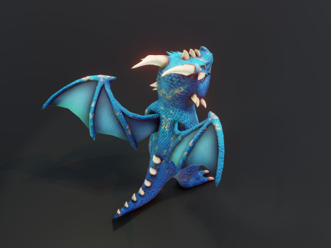 Cartoon Blue Dragon Animated 3Dモデル