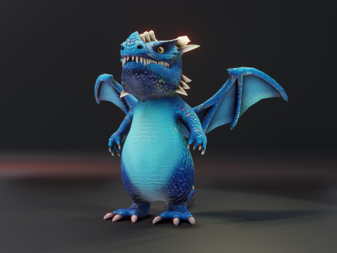 Cartoon Blue Dragon Animated 3Dモデル