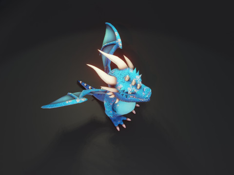 Cartoon Blue Dragon Animated 3Dモデル