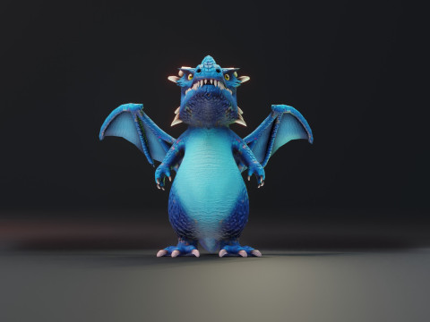 Cartoon Blue Dragon Animated 3Dモデル