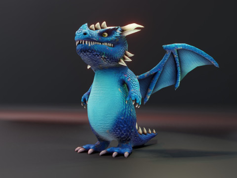 Cartoon Blue Dragon Animated 3Dモデル