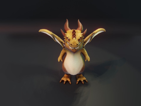 Cartoon Brown Dragon Animated Modèle 3D