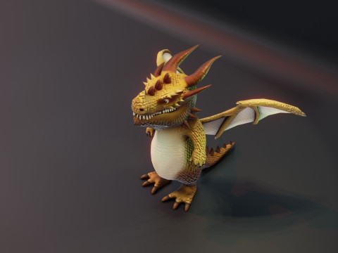 Cartoon Brown Dragon Animated Modèle 3D