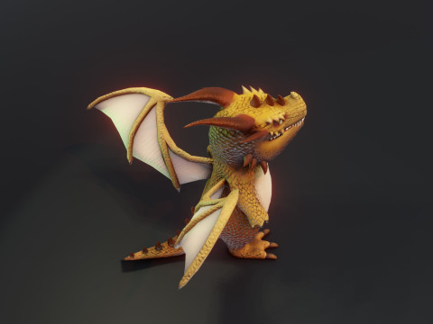 Cartoon Brown Dragon Animated Modèle 3D