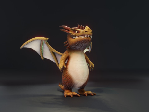 Cartoon Brown Dragon Animated Modèle 3D