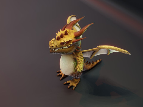 Cartoon Brown Dragon Animated Modèle 3D