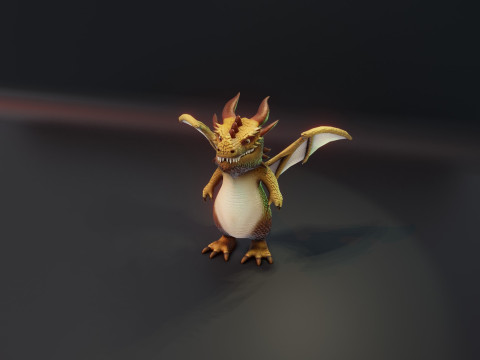 Cartoon Brown Dragon Animated Modèle 3D