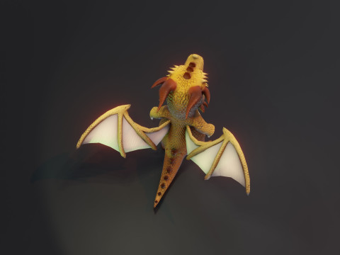 Cartoon Brown Dragon Animated Modèle 3D