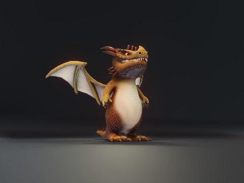 Cartoon Brown Dragon Animated Modèle 3D