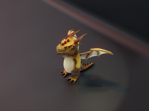 Cartoon Brown Dragon Animated Modèle 3D