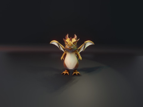Cartoon Brown Dragon Animated Modèle 3D