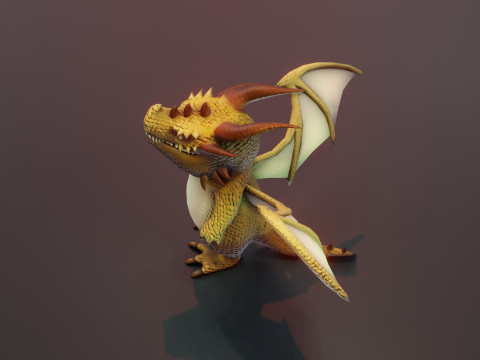 Cartoon Brown Dragon Animated Modèle 3D