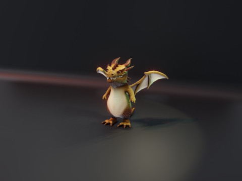 Cartoon Brown Dragon Animated Modèle 3D