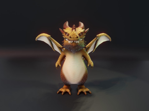Cartoon Brown Dragon Animated Modèle 3D