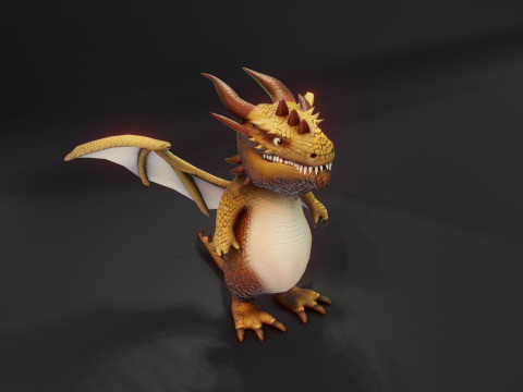 Cartoon Brown Dragon Animated Modèle 3D