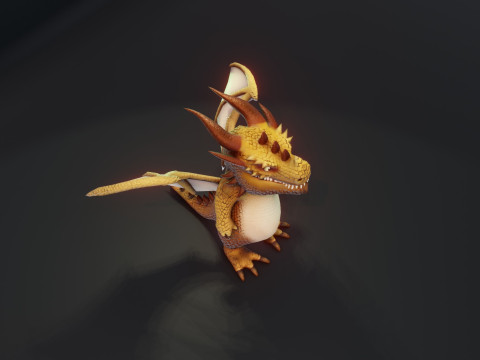 Cartoon Brown Dragon Animated Modèle 3D