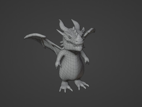 Cartoon Brown Dragon Animated Modèle 3D
