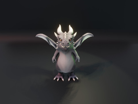 Cartoon Gray Dragon Animated 3D 모델
