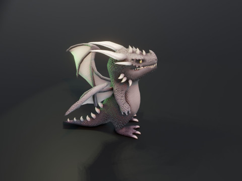 Cartoon Gray Dragon Animated 3D 모델