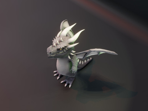 Cartoon Gray Dragon Animated 3D 모델