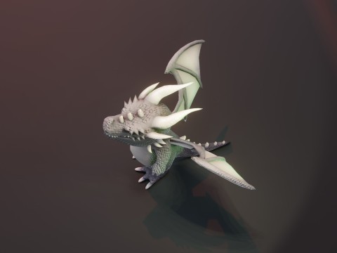 Cartoon Gray Dragon Animated 3D 모델