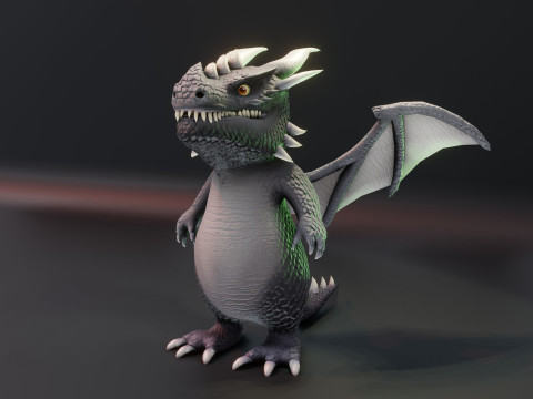 Cartoon Gray Dragon Animated 3D 모델