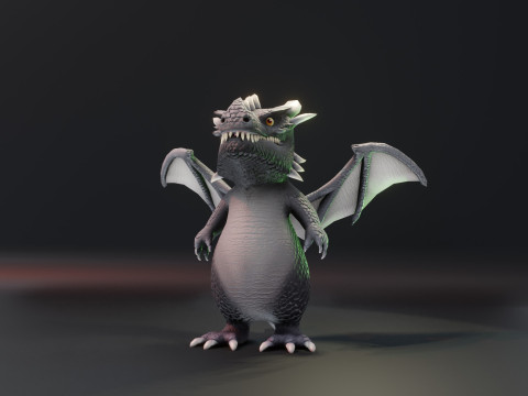 Cartoon Gray Dragon Animated 3D 모델