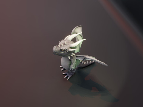 Cartoon Gray Dragon Animated 3D 모델