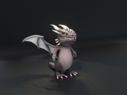 Cartoon Gray Dragon Animated 3D 모델