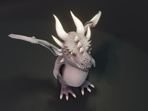 Cartoon Gray Dragon Animated 3D 모델