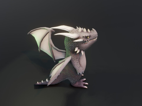 Cartoon Gray Dragon Animated 3D 모델