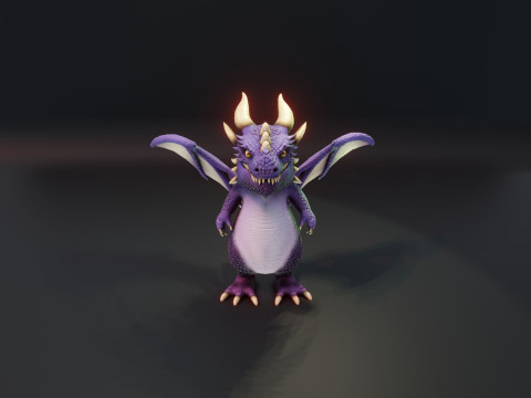 Cartoon Purple Dragon Animated Modelo 3D