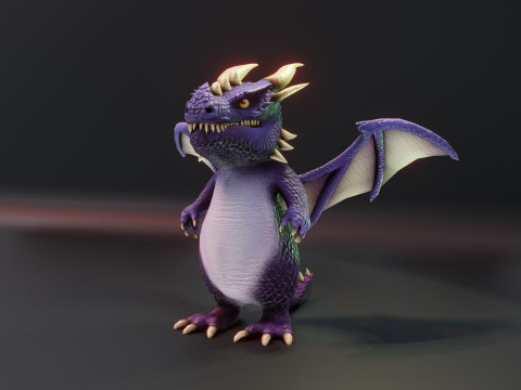 Cartoon Purple Dragon Animated Modelo 3D