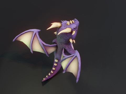 Cartoon Purple Dragon Animated Modelo 3D