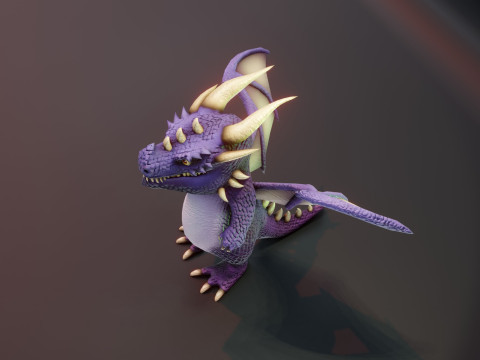 Cartoon Purple Dragon Animated Modelo 3D