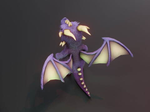 Cartoon Purple Dragon Animated Modelo 3D