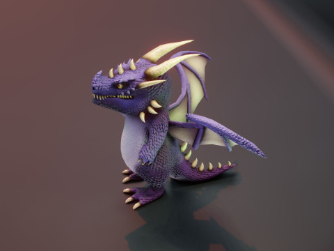 Cartoon Purple Dragon Animated Modelo 3D
