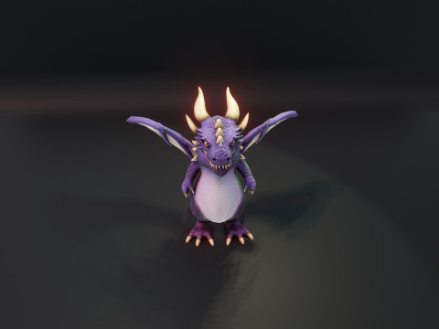 Cartoon Purple Dragon Animated Modelo 3D