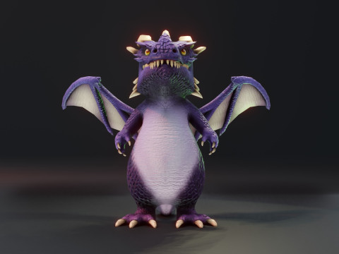 Cartoon Purple Dragon Animated Modelo 3D