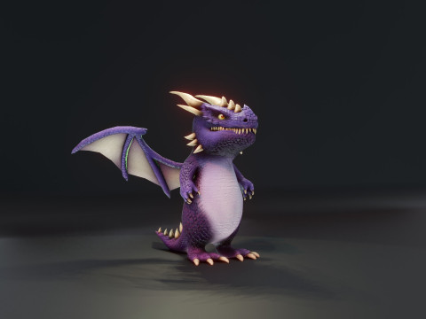 Cartoon Purple Dragon Animated Modelo 3D