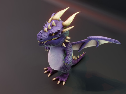 Cartoon Purple Dragon Animated Modelo 3D