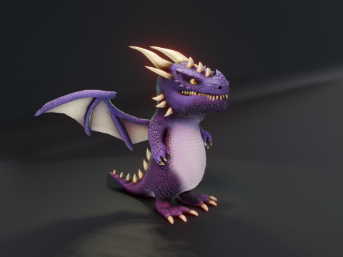 Cartoon Purple Dragon Animated Modelo 3D