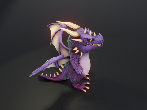 Cartoon Purple Dragon Animated Modelo 3D