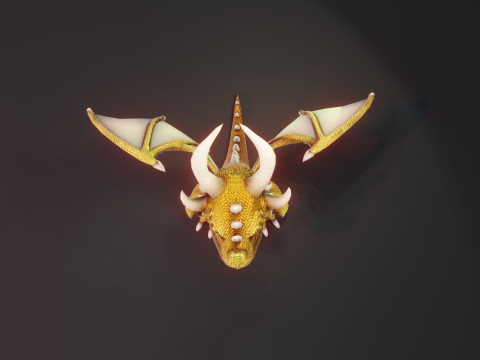 Cartoon Gold Dragon Animated 3D Model