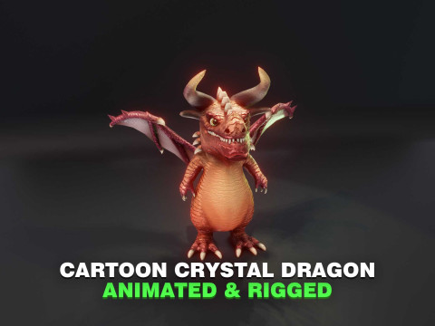 Cartoon Crystal Dragon Animated 3D Модель