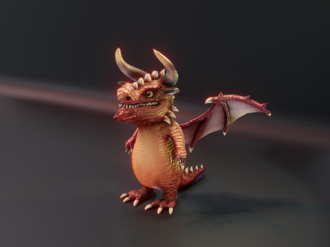 Cartoon Crystal Dragon Animated 3D 模型
