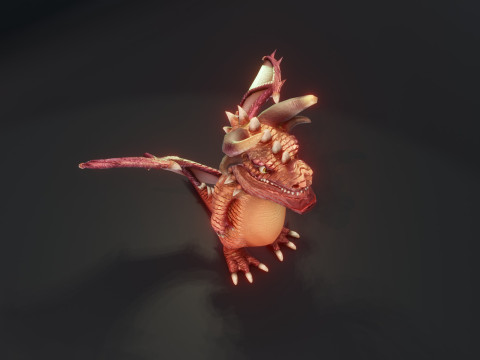 Cartoon Crystal Dragon Animated 3D 模型